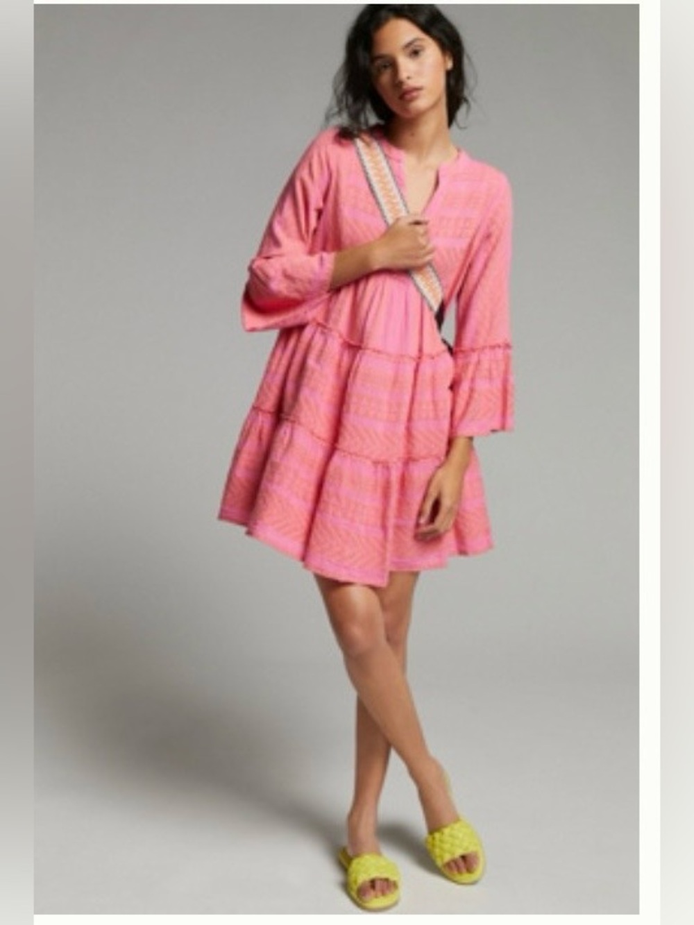 PETRA EMBROIDERED TUNIC DRESS in pink